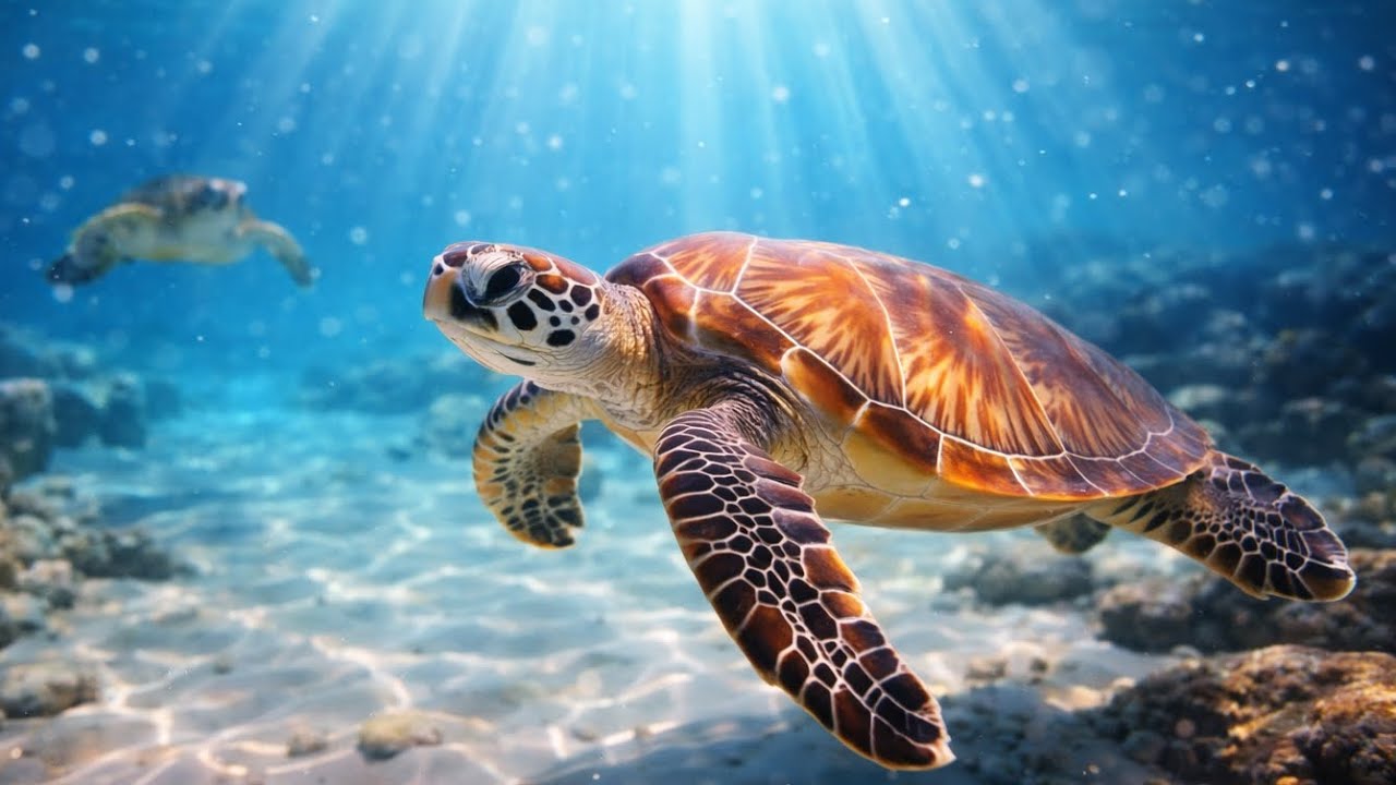 Giant Sea Turtles  in Tranquil Waters • 60 Minute Meditation • Frequency Music 432Hz • 4K