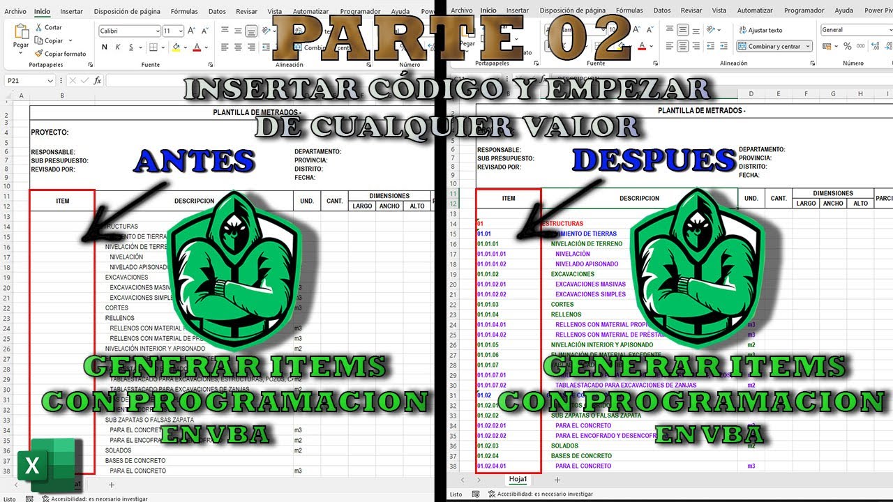 COMO GENERAR ITEM DE METRADO CON PROGRAMACIÓN EN VBA - Excel Parte 02