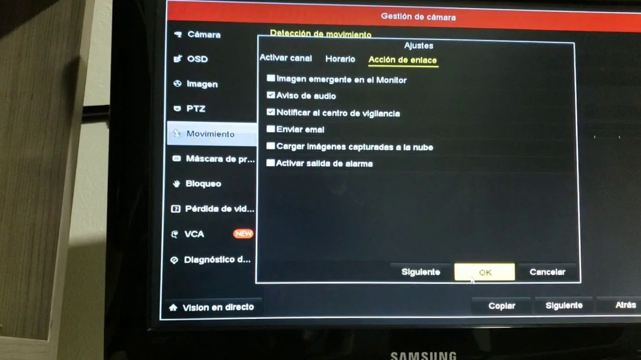 Como configurar detección de movimiento en grabador