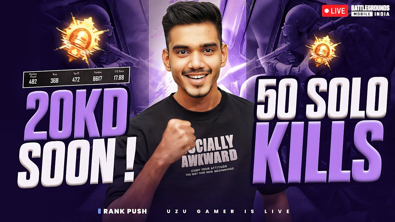 20 KD OR SOLO 50 KILLS | ULTIMATE ROYAL GAMES |  BGMI LIVE | UZU GAMER