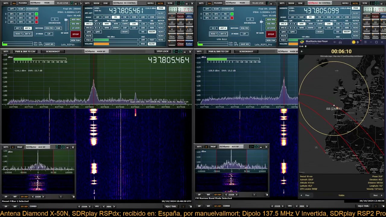 ARISS ISS QSO 437.800 MHZ y comparativa de antenas Diamond X-50 y dipolo 137.5 MHz en V invertida. 3