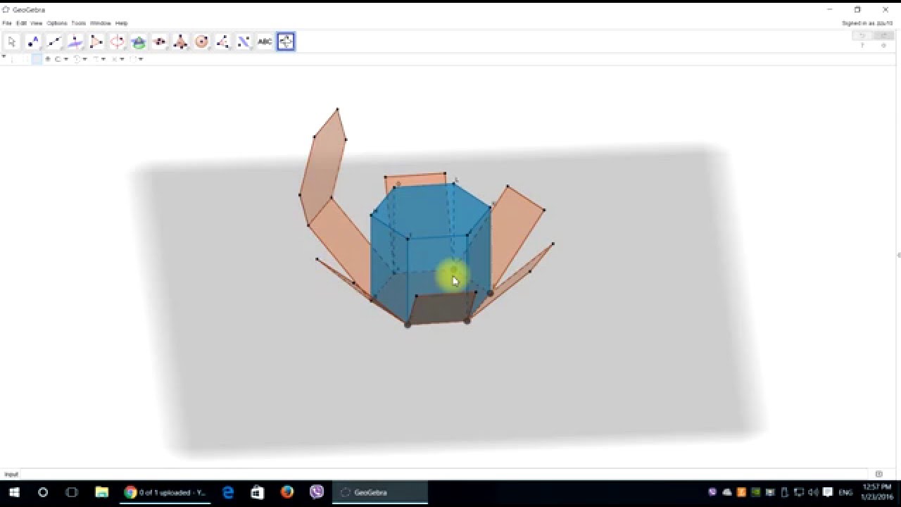 Animated net of hexagonal prism in geogebra (Tutorial)