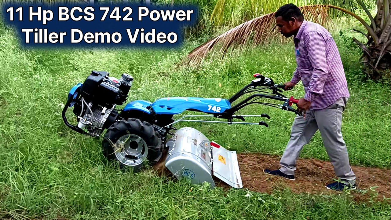 11 HP BCS 742 Power Tiller Weeding Demo on Coconut Farm
