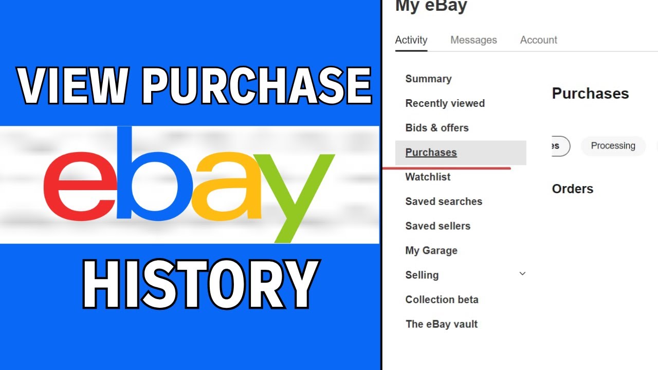Как просмотреть историю покупок на eBay | Проверка истории покупок для проданных товаров на eBay ...