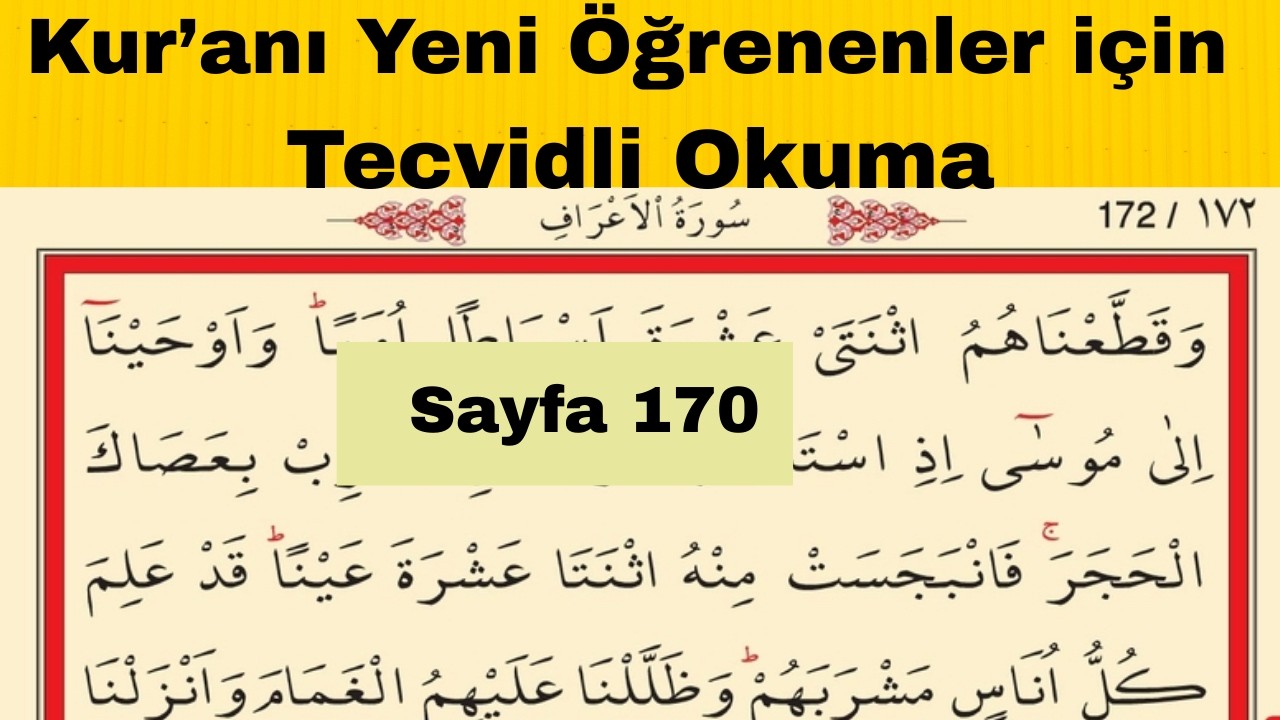 170. Sayfa / Kur'anı Yeni Öğrenenler için Tecvidli Okuma/ 270. Ders