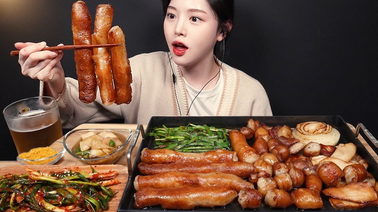 SUB)육즙팡팡 바삭촉촉한 통대창 먹방! 대창 막창 파김치까지(ft.맥주🍺) 꿀조합 리얼사운드 Daechang Makchang Mukbang Asmr