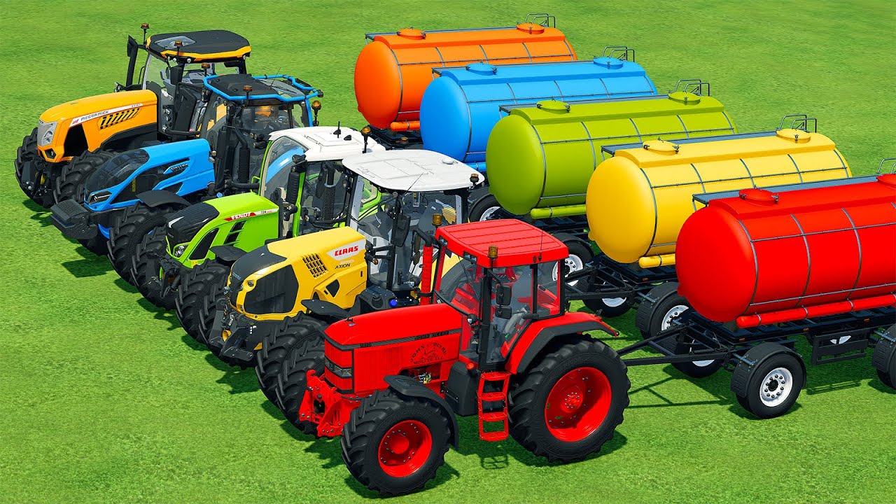 JOHN DEERE vs FENDT vs CLAAS vs VALTRA vs MCCORMICK TRACTORS BATTLE - Farming Simulator 22