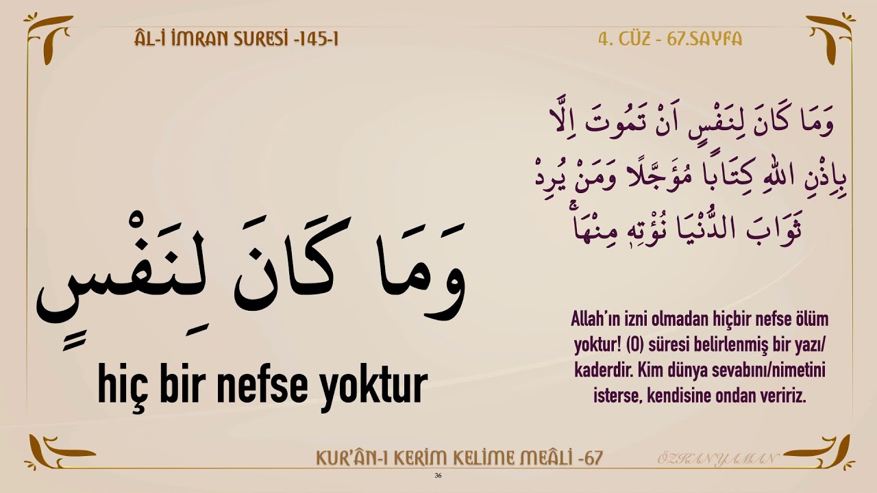 KUR'AN-I KERİM KELİME MEALİ 67 | ÂL-İ İMRAN SURESİ 139 - 148 (4. CÜZ)