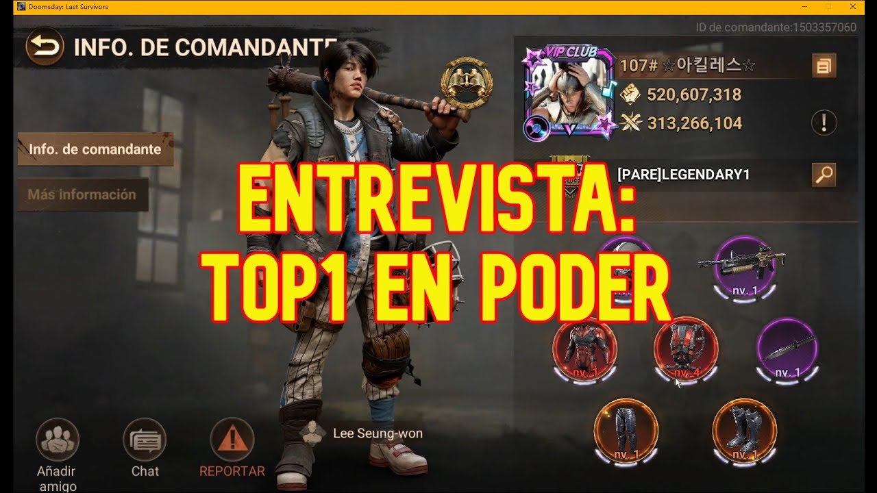 Entrevista al jugador TOP1 en poder - Doomsday Last Survivors Español