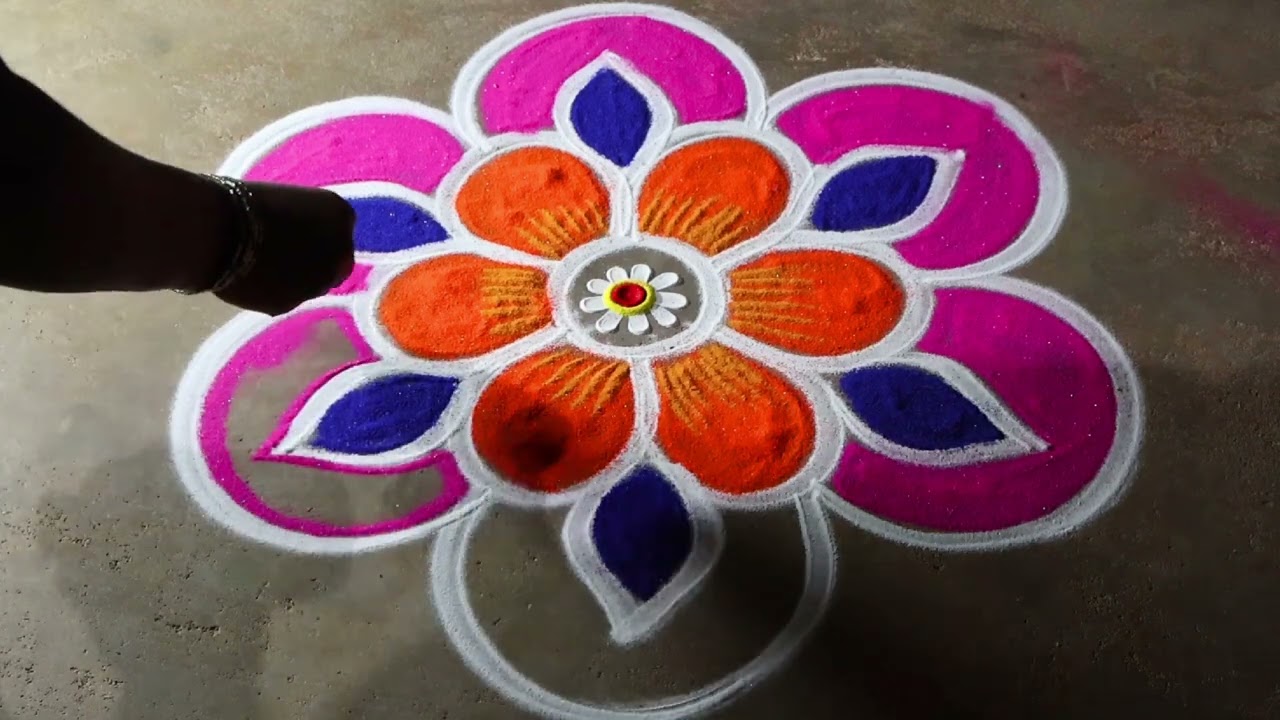 Thai poosam 2026 🌻 special flower rangoli kolam🌻3*2 beautiful kolangal 🌻pandaga diyamuggulu