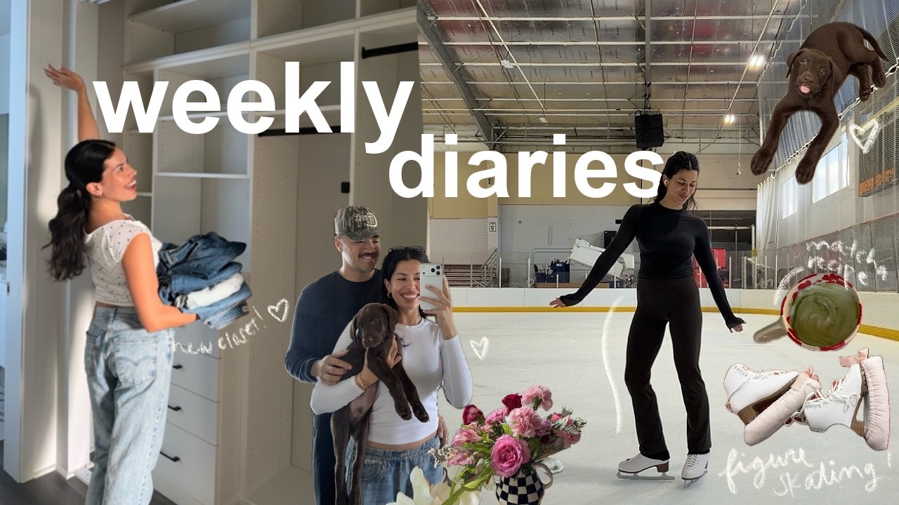weekly vlog | ice skating, unboxing hauls, closet organization, & my matcha recipe!!