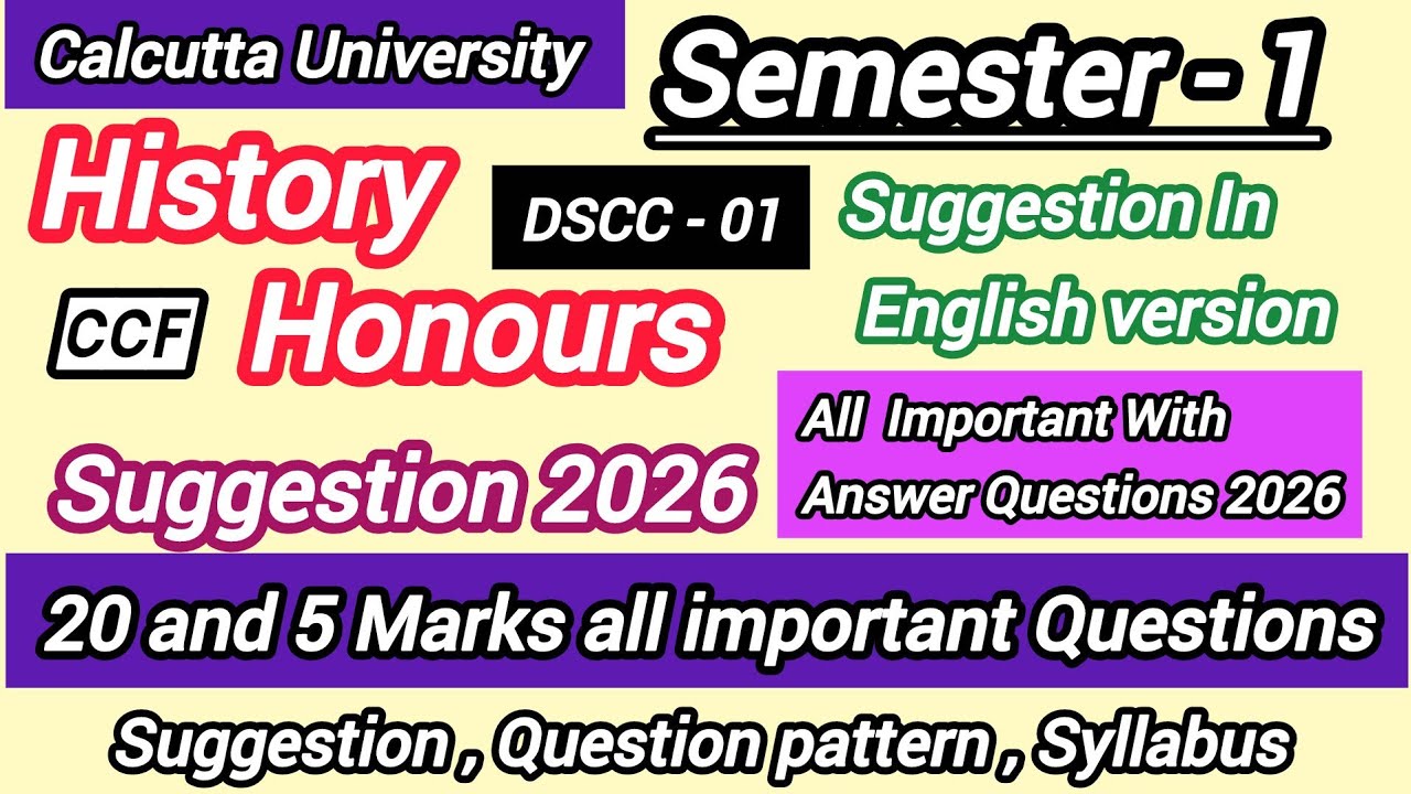 CU 1st Sem History Honours DSCC1 Suggestion 2026/1st Sem History Honours Suggestion English Version