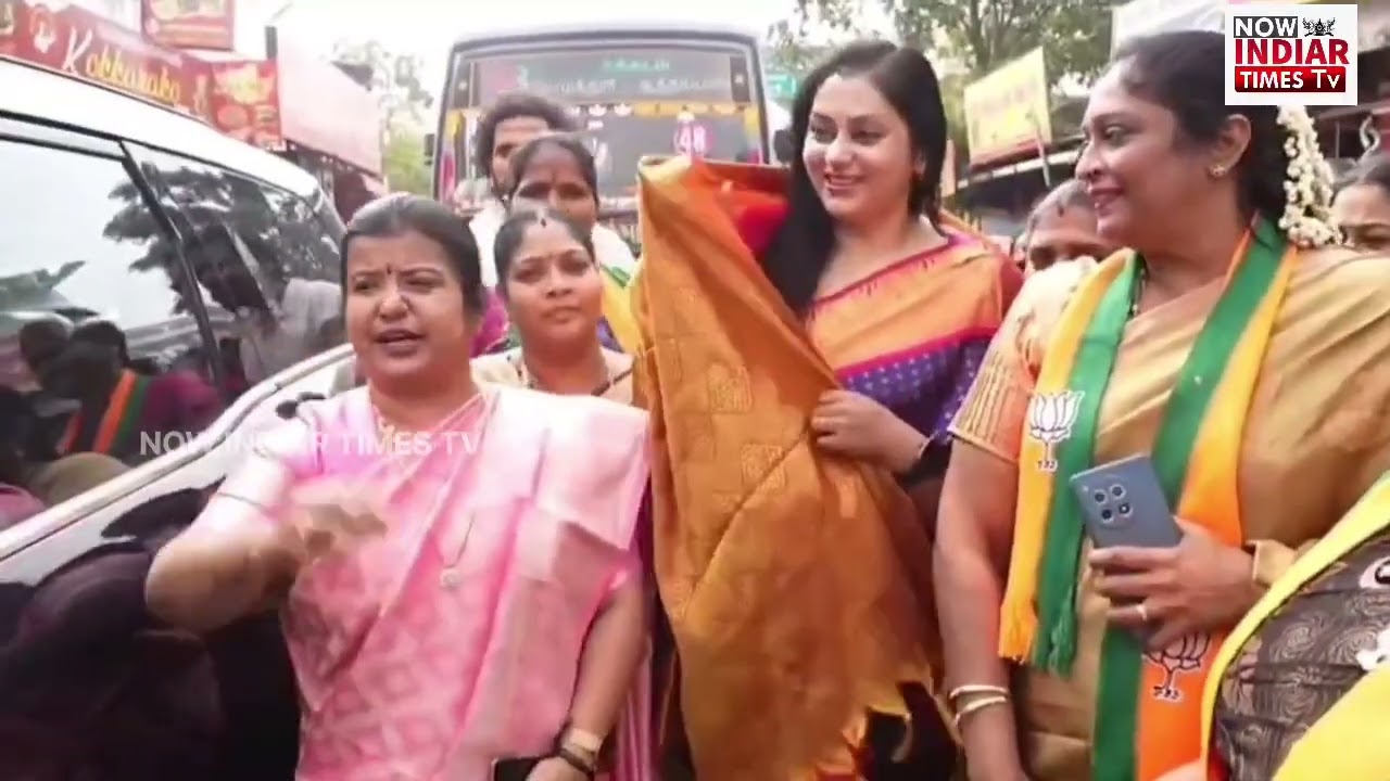 கோவை க.க. சாவடியில் பா.ஜ.க மகளிர் அணி சார்பில் தாமரை கோலத் திருவிழா நடிகை நமீதா பங்கேற்பு