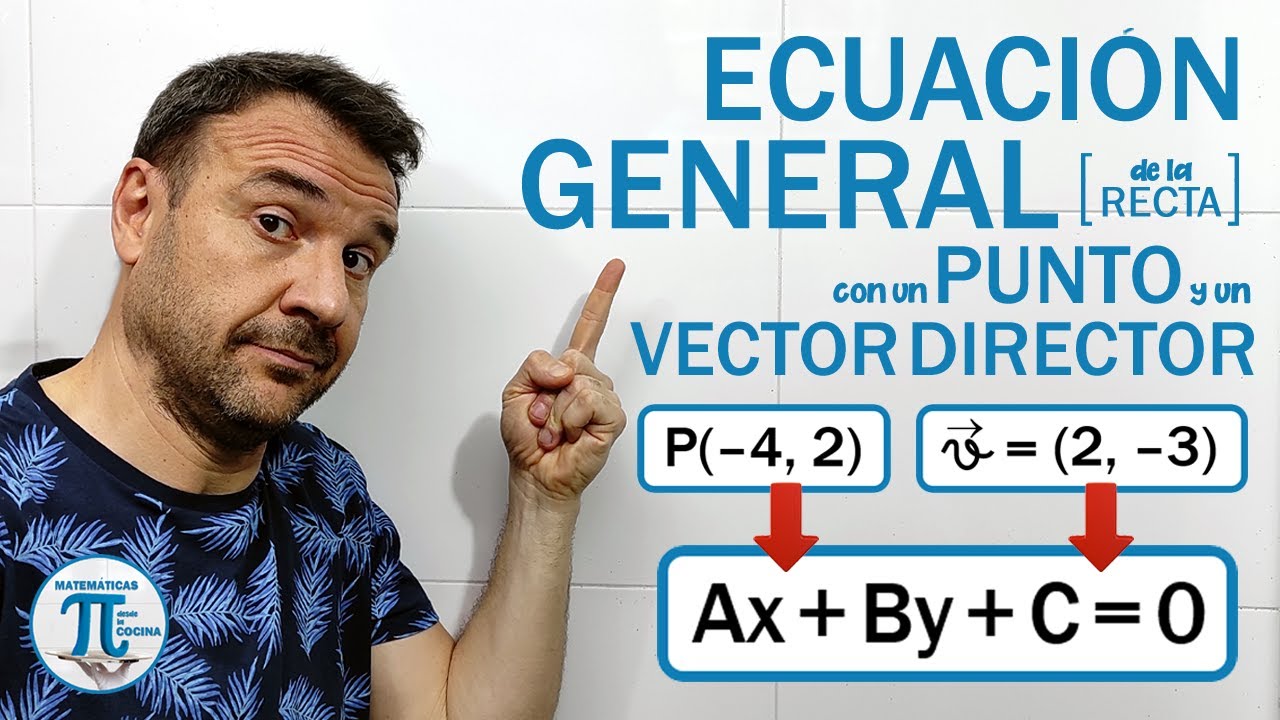 ECUACIÓN GENERAL de la RECTA con un PUNTO ⏺ y el VECTOR DIRECTOR ♐ Geometría analítica