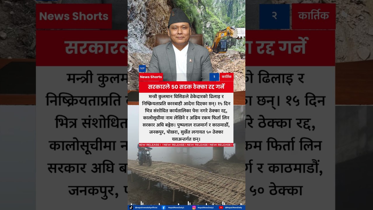 Minister Kulman Ghising Begins Termination of 50 Unfinished Road Contracts