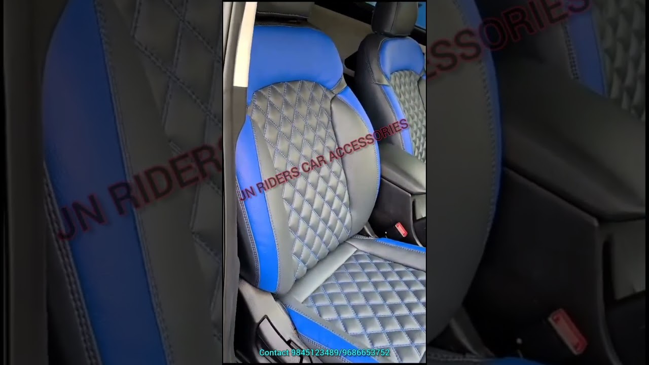 NEW CRETA Customized fitting seat cover in dark grey and blue contact for more information