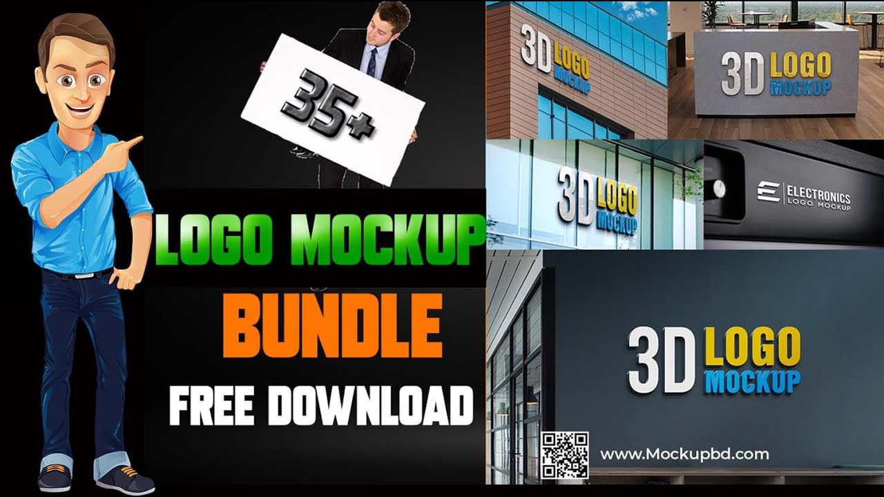 How to Download or Edit 3D Logo Mockup Bundle Free Download, Logo mockup PSD Free Download