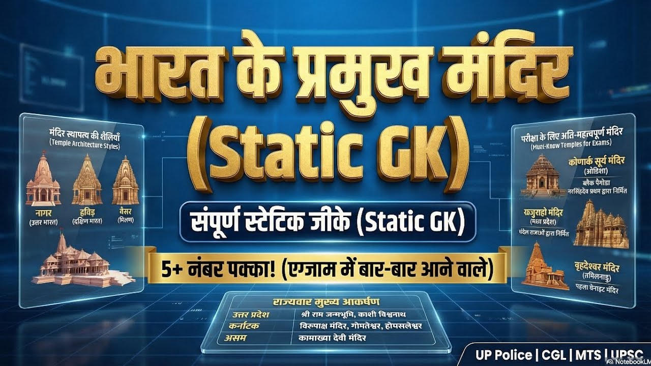 भारत के प्रमुख मंदिर | Static GK | Exam में बार-बार आने वाले मंदिर | UP Police | SSC | CGL l NTPC 