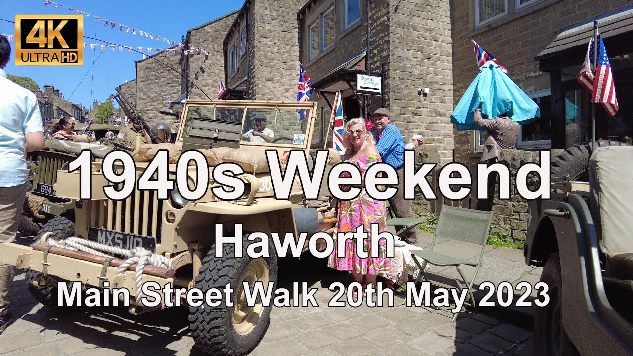 [4K] Haworth 1940s Weekend Main Street Walk 20th May 2023