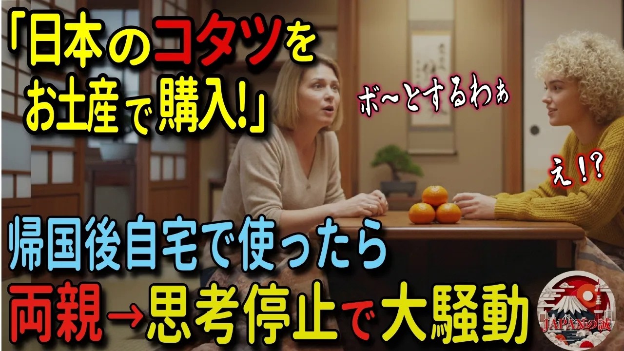 【海外の反応】「お土産が日本のコタツ！？」初来日の外国人女性が日本のコタツに仰天！母国で使用した両親が大絶叫！日本式コタツで家族が大騒動に！？