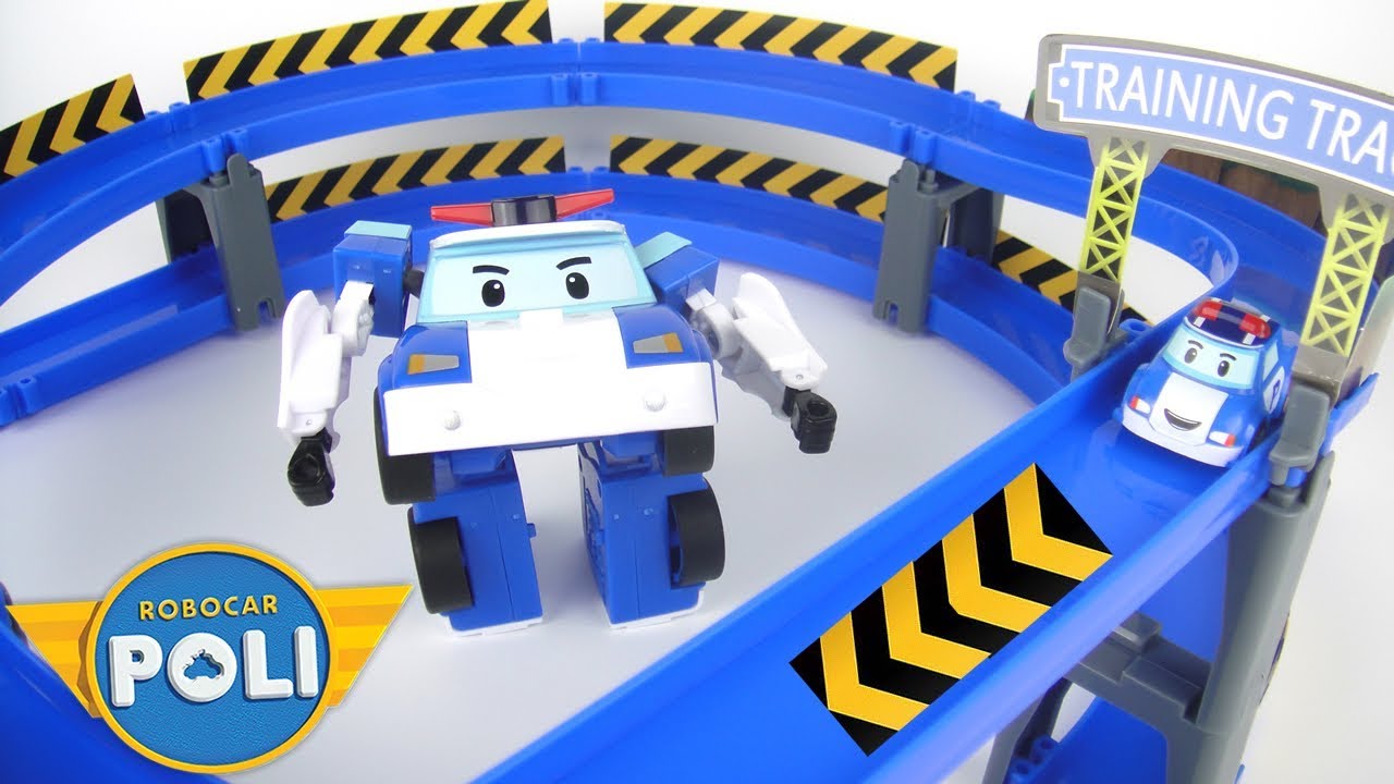 玩 ROBOCAR POLI 迷你波力特技軌道系列 龍捲風灣圈組 玩具開箱 / Mini Poli Speed Launcher Cyclone Loop Set