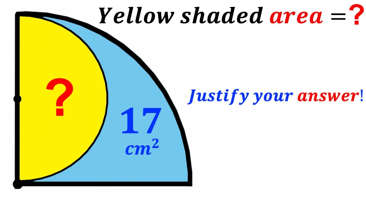 Can you find area of the Yellow shaded Semicircle? | (Quarter Circle) | #math  #maths | #geometry