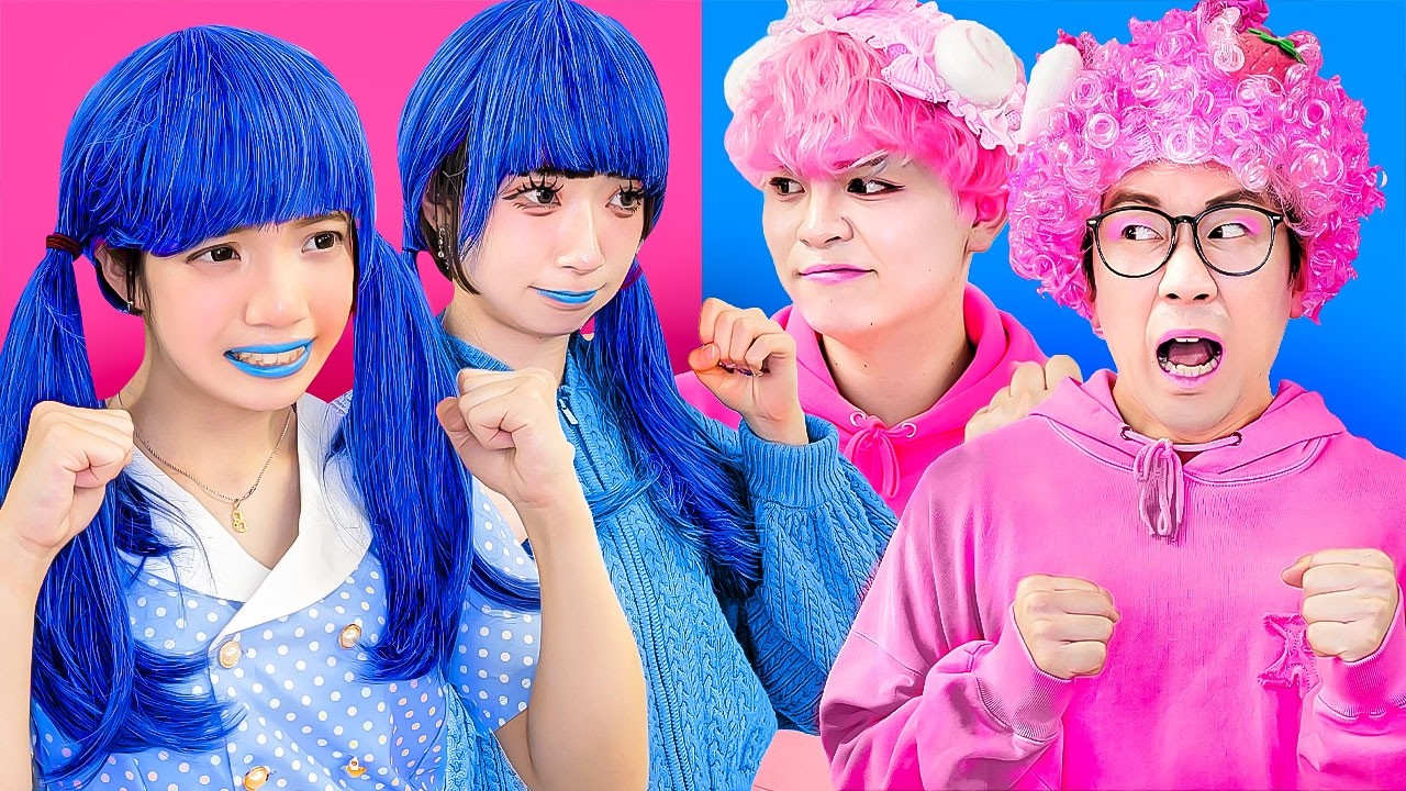 ピンクVSブルー！双子で大喧嘩！？どっちの双子が勝つと思う？？