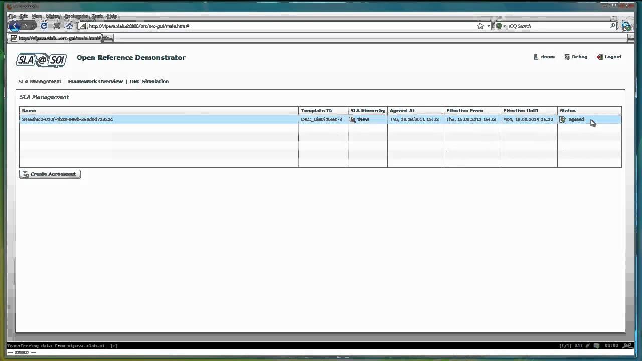 SLA@SOI Demo: Open Reference Demonstrator - Create Agreement Scenario