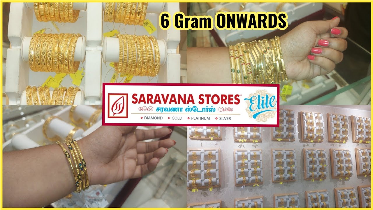 6 Gram ONWARDS SARAVANA ELITE lightweight bangles collections, wedding set bangles designs