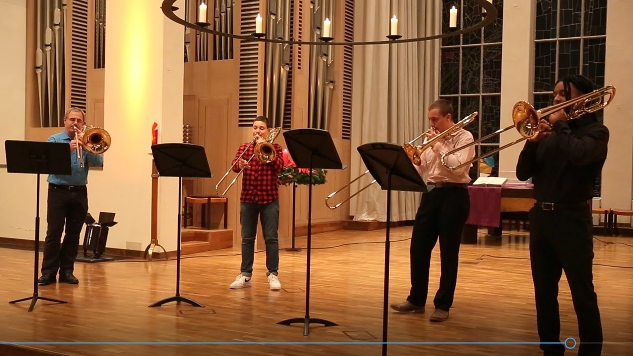 Posaunen-Quartett (Leitung Wolfgang Schmid), Weihnachtskonzert der Musikschule Luzern 2020.