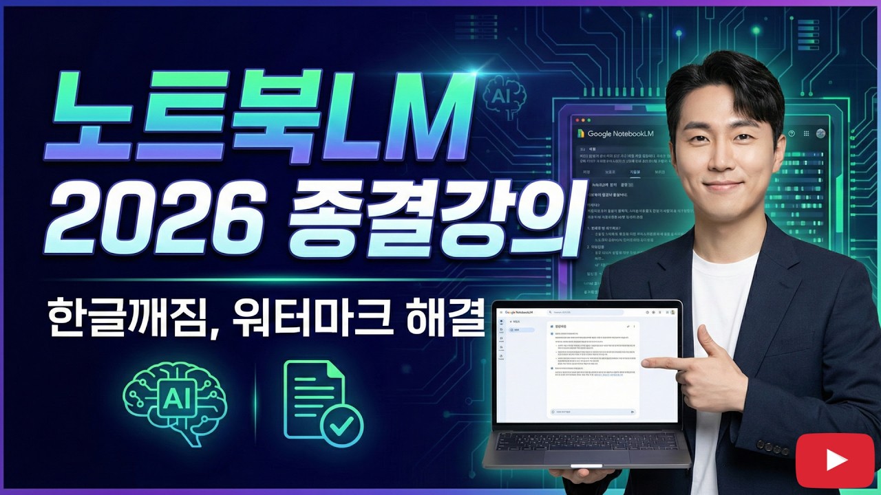 노트북LM 완벽한 사용법 2026 최신판 강의, 끝판왕 | notebookLM 2026 종결강의 | 한글 글자깨짐, 워터마크 해결