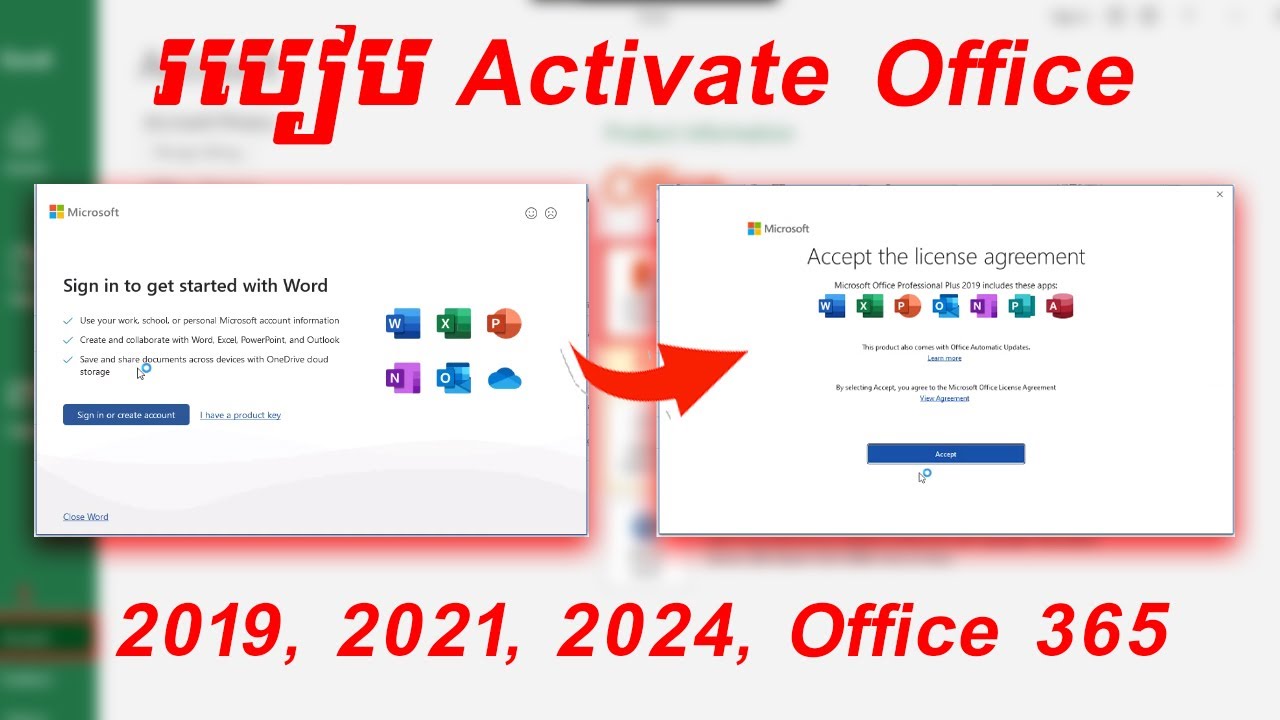 របៀប Activate Microsoft Office 2019, 2021... | Activate office 2019, 2021...