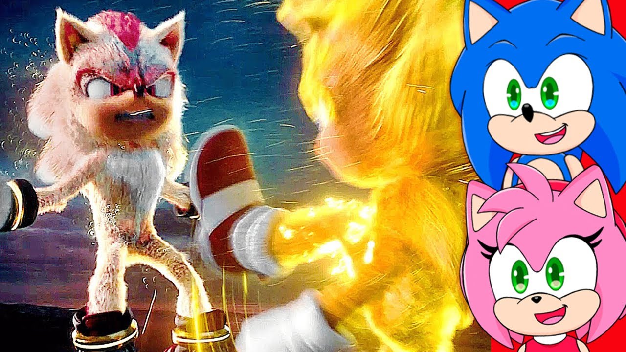 Sonic and Amy watch Super Sonic Vs Super Shadow Fight Scene SONIC THE HEDGEHOG 3 2024 Movie CLIP HD