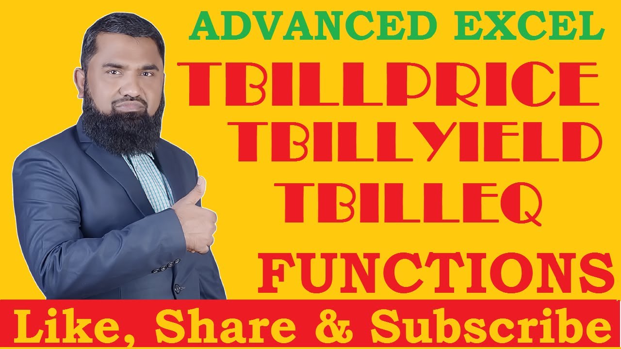 Excel Tbillprice Tbillyield Tbilleq Functions