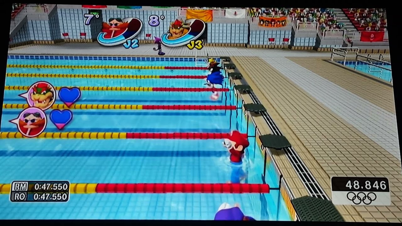 Mario & Sonic at the Olympic Games Dr. Eggman & Bowser Loses to Mario in 100m Freestyle