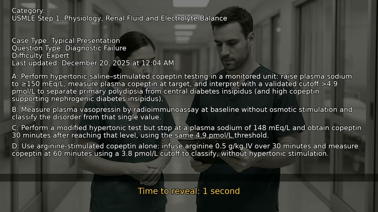 Renal Fluid and Electrolyte Balance, Physiology, USMLE Step 1 - Full Vignette with Extended Explanat