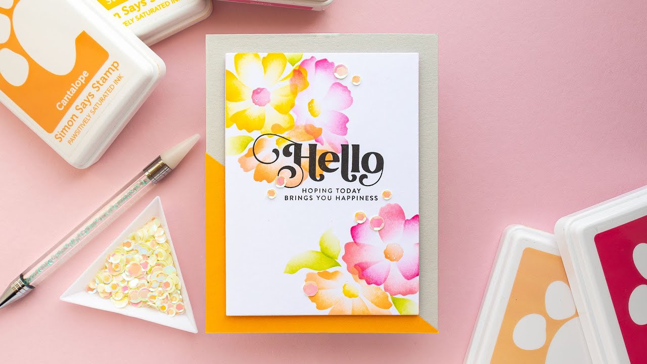 Simple Ink Blending with Cosmos Stencil and Simon Says Stamp