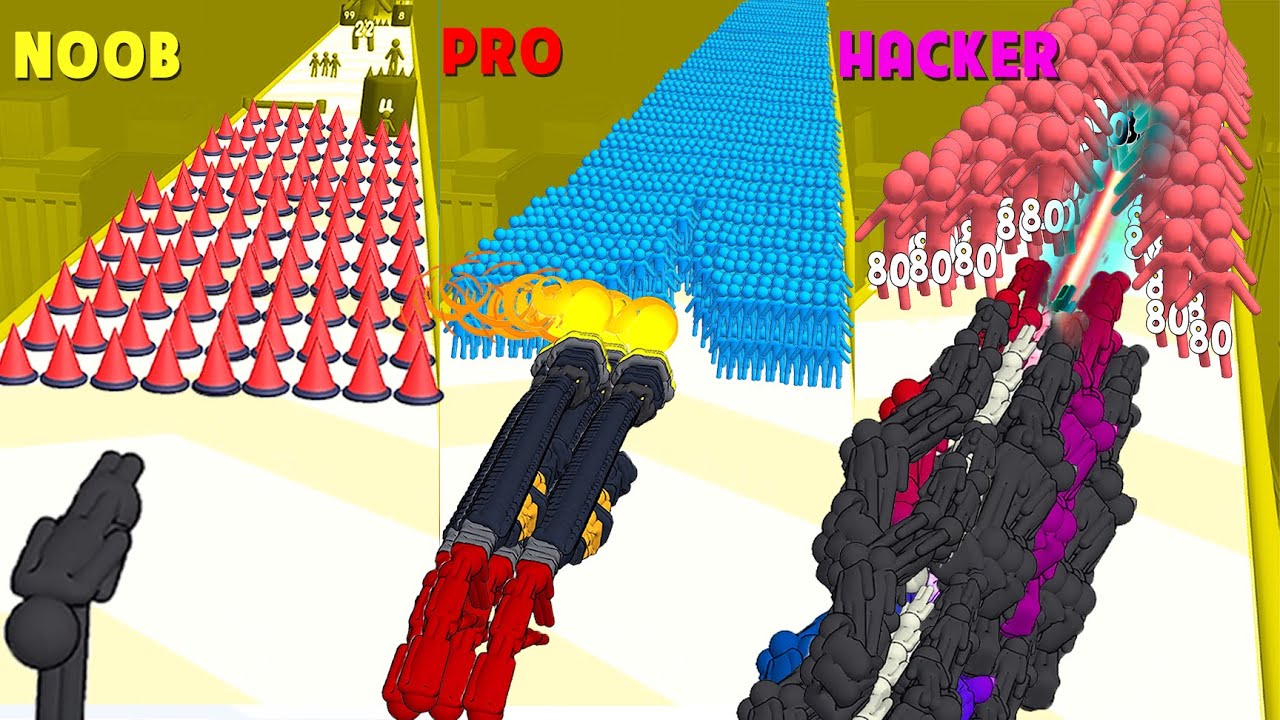 Noob vs Pro vs Hacker | Human gun