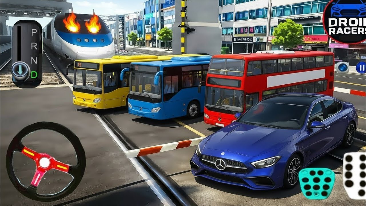 Blue Mercedes G63 & Bus Vs Bullet Train | 3D Driving Class Game | Car Gameplay