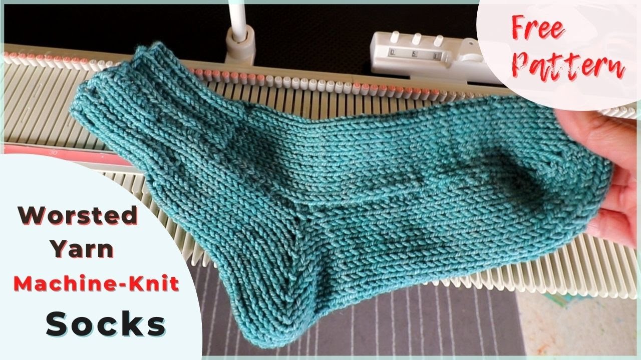 LK150 machine knitted socks with worsted yarn - Free Pattern Download