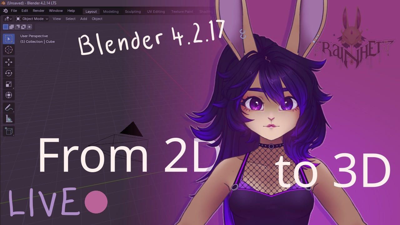 ♡ Modeling a VTuber bunny girl from scratch! Blender 3D ✧♡ Live! ✧ 17