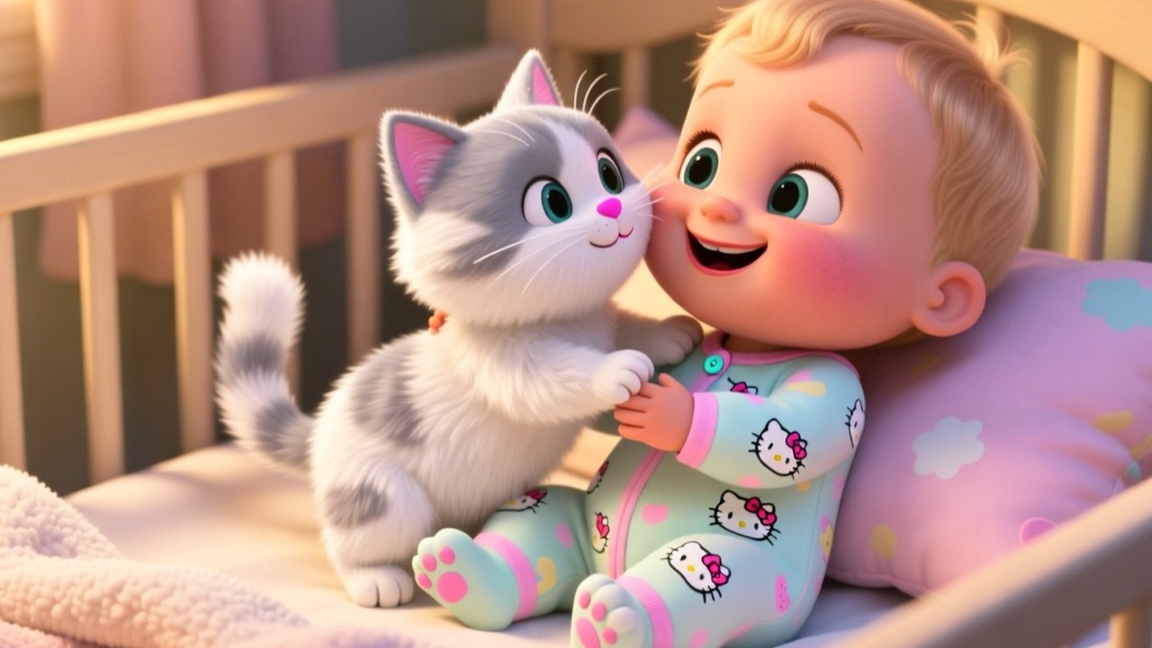 Kitty Cat Purr Cuddle 🐱💖 Soft Lullaby Song | Cute Nursery Rhymes for Kids
