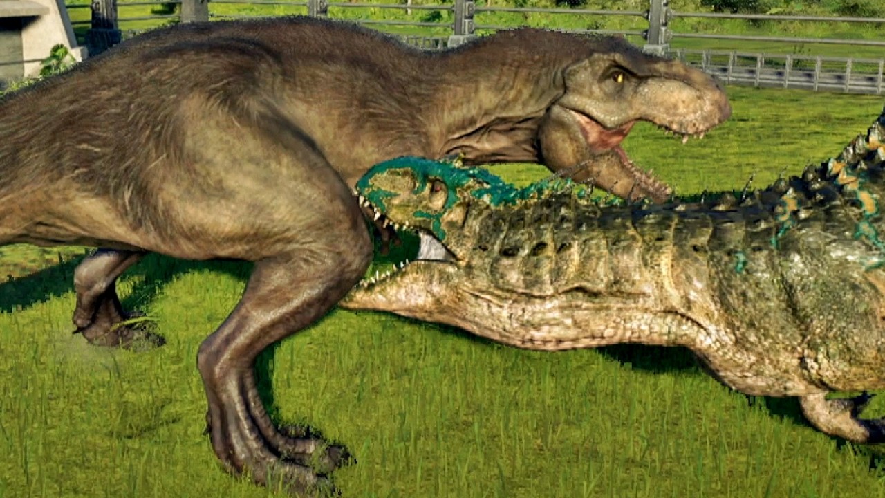 Indominus Rex Vs T-Rex BioSyn #jurassicpark dinosaurs #asmr  fighting