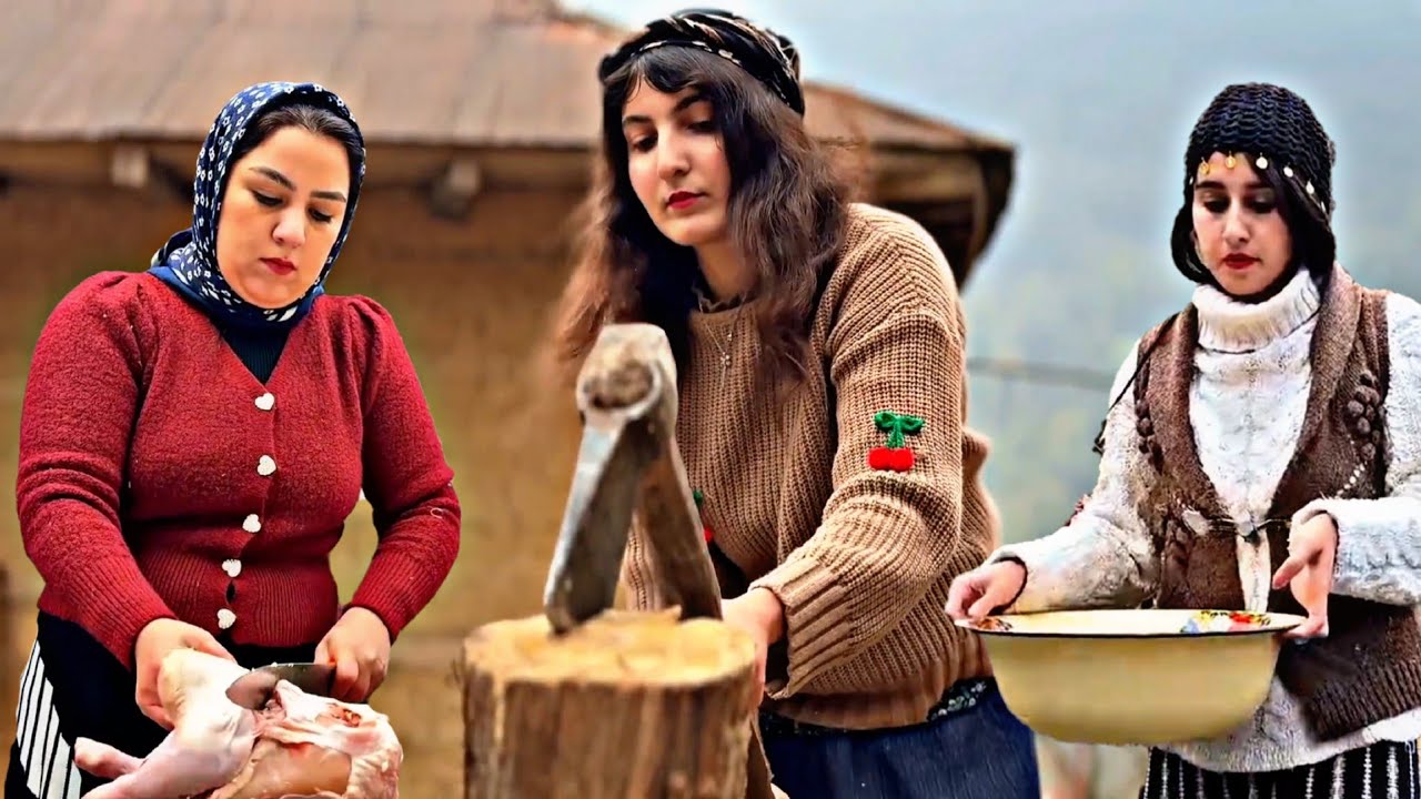 Traditional Mountain Village Cooking | Chicken with Onions & Barberries on Wood Fire in Nature