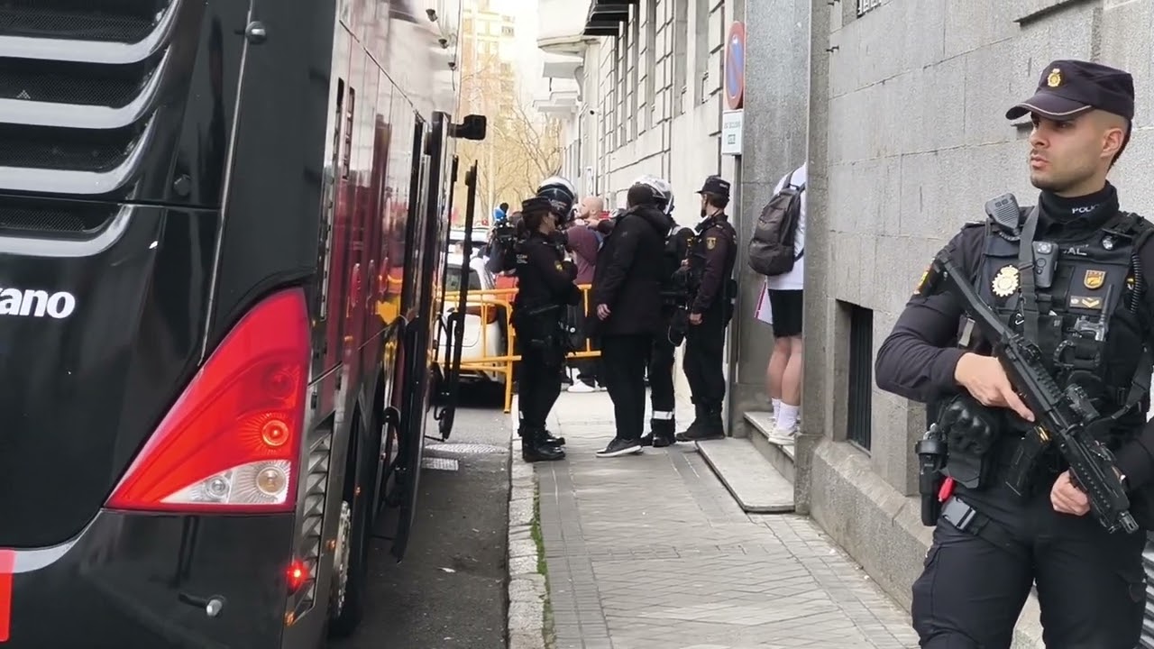 TREMENDA SEGURIDAD POLICIAL POR CULPA DE PRESTIANNI y el BENFICA HOY EN MADRID