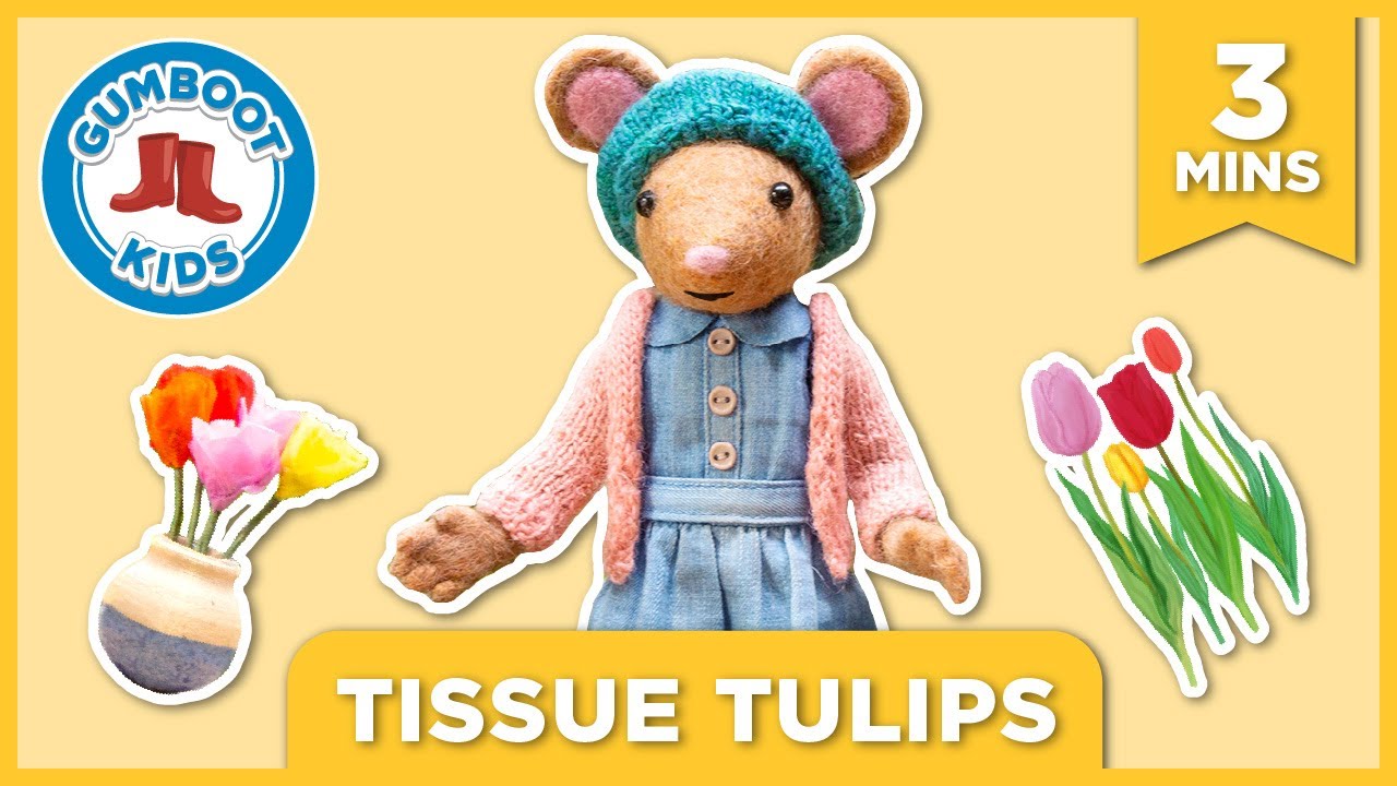 Tissue Tulip🌷✂️🎨 Gumboot Kids l Get Creativite And Make A Nature Craft With Daisy & The Gumboot Kids