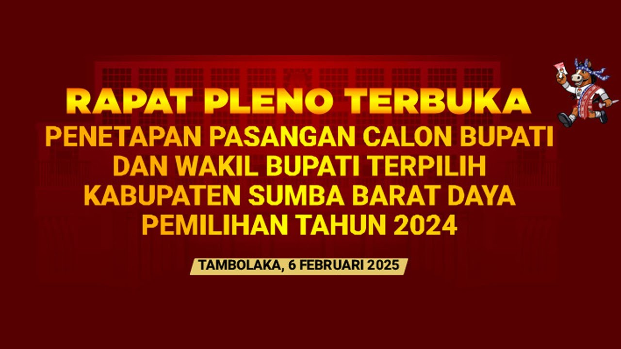 LIVE : RAPAT PLENO TERBUKA PENETAPAN PASANGAN CALON BUPATI & WAKIL BUPATI KAB. SUMBA BARAT DAYA 2024