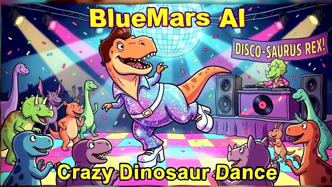 Crazy Dinosaur Dance - BlueMars AI - Instrumental Electronic/Techno/Disco/Dance - AI Music.