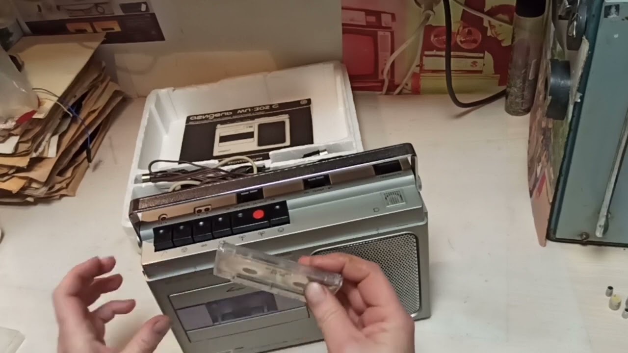Кассетный магнитофон-приставка Агидель-302С, СССР, 1990 год. В полном комплекте!