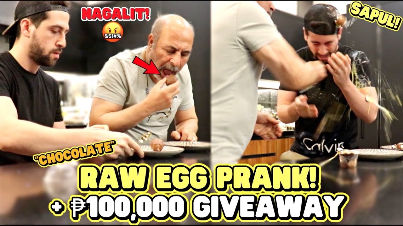 CHOCOLATE Covered RAW EGG PRANK on My ARAB DAD! 😂🇵🇭